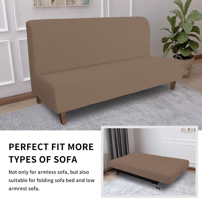 Easy-Going 100% Waterproof Futon Cover, Dual Waterproof Couch Cover for Futon, Stretch Jacquard Sofa Cover, Leakproof Furniture Protector for Kids, Pets, Dog and Cat (Medium, Camel) - Image 3